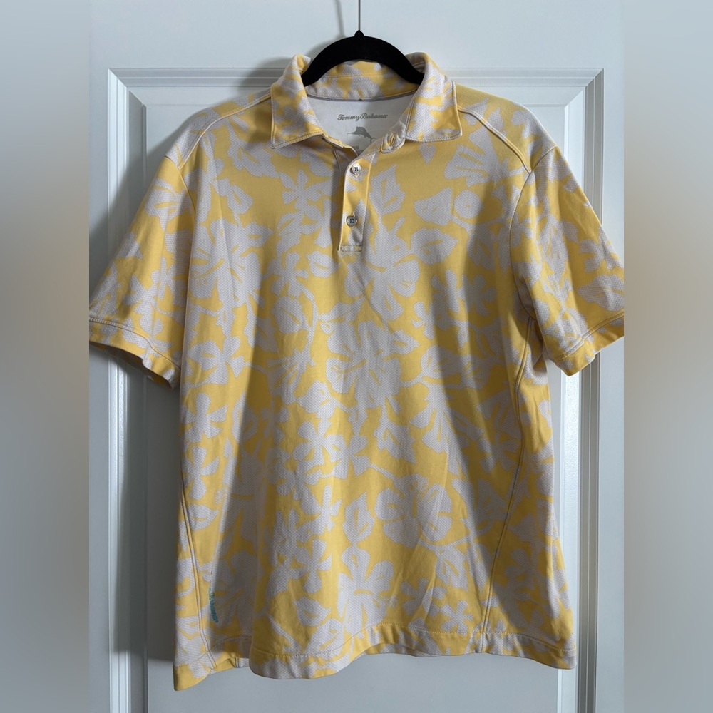 Tommy Bahama Tropical Yellow Floral Polo Shirt